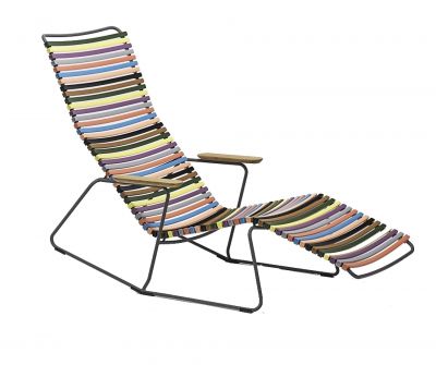 Click Sunrocker Sonnenliege von Houe: Multicolor Outdoor Liege mit Armlehnen und Fußteil.